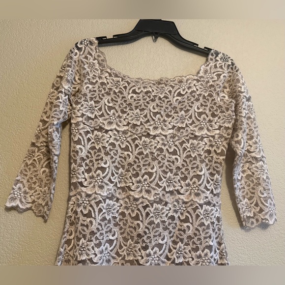 White House Black Market Champagne Bodycon Dress Size Medium Formal Party - Picture 5 of 7